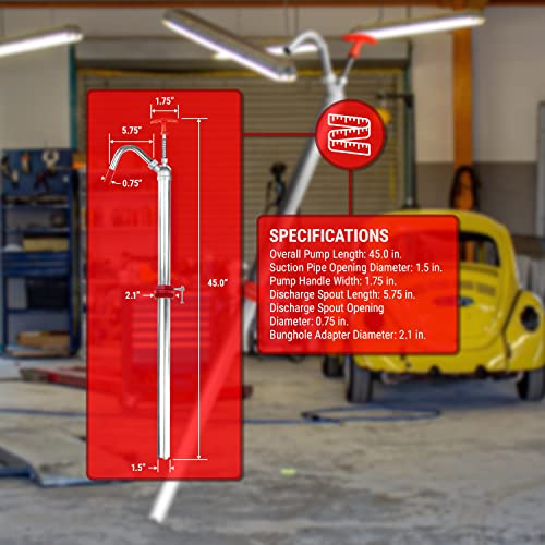 TERA PUMP Heavy Duty Portable Manual Lift Action Barrel Drum Pump