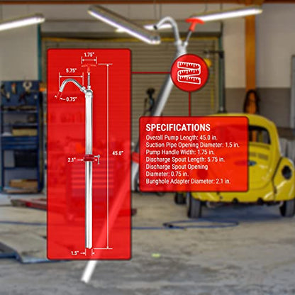 TERA PUMP Heavy Duty Portable Manual Lift Action Barrel Drum Pump