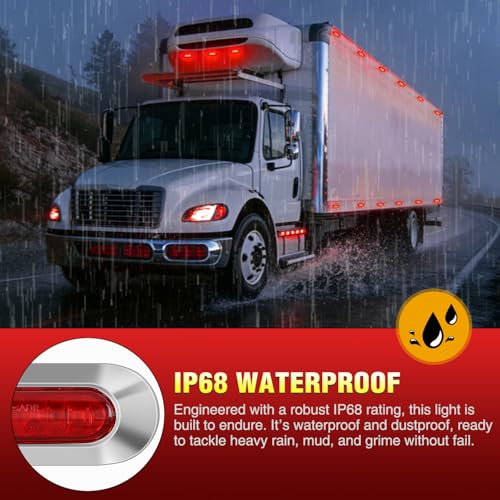 Nilight 3.7" Red Oval Side Marker Light, 4 LED IP68 Waterproof - color: Red 3.7" 10Pcs