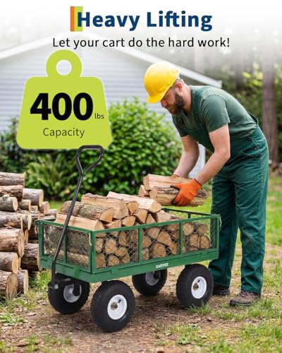 Steel Garden Cart 400 lbs Heavy Duty with Removable Sides Flatbed