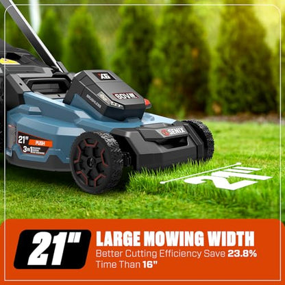 SENIX 60 Volt Max* 21-Inch 3-in-1 Cordless Push Lawn Mower - size: 21in with 6Ah Battery