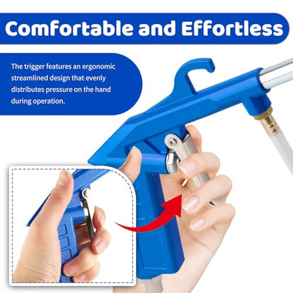 2-in-1 Air Blow Gun Pneumatic Engine Cleaning Gun,Professional Spray Guns Pneumatic with Straight Nozzle for Pressure Wash and Dust Blow,Car Cleaning Guns Kit with 3.93Ft Hose - color: Straight Nozzle