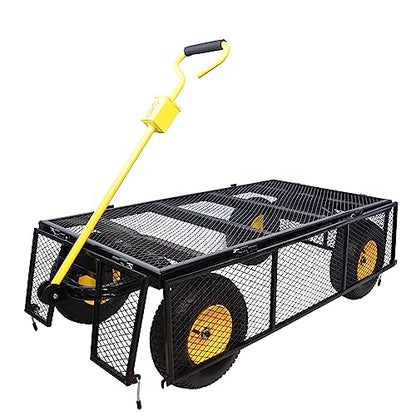 Big Garden Wagon Cart with 880 LBS Capacity, Heavy Duty Yellow & Black Utility Cart with Pneumatic Tires for Firewood, Yard Debris & Farm Transport, Yellow - size: 880 LBS