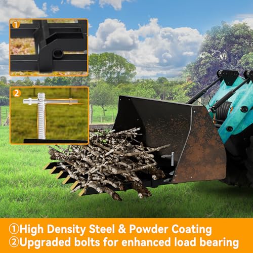 YINTATECH 60" Clamp on Debris Forks 4000 lbs Loader Bucket Fork - size: 60 IN