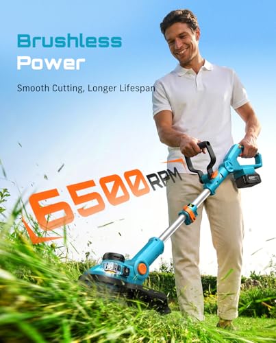 SEESII 13" String Trimmer Electric Weed Wacker with 2×4000mAh Batteries