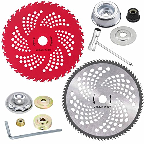 9" x 36 Teeth Weed Eater Blade & 10" x 80 Teeth Brush Cutter Blade - color: Red+Silver