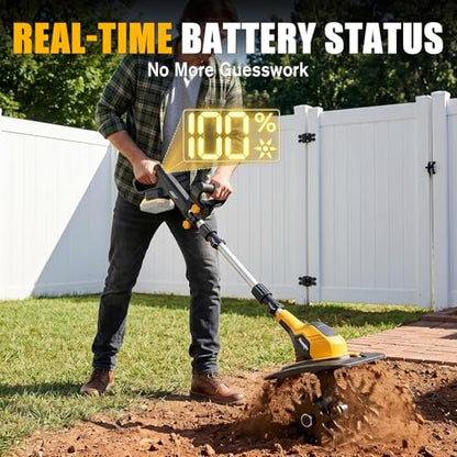 Cordless Tiller Cultivator Compatible with DEWALT 20V Battery (Tool Only)