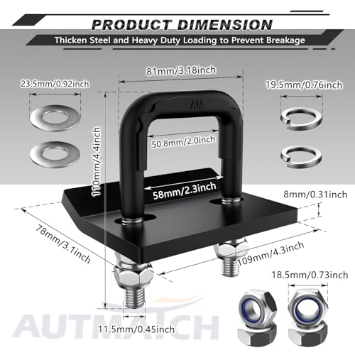 AUTMATCH Hitch Tightener Anti-Rattle Clamp for 1.25" to 2" Trailer Hitches - color: Frosted Black, size: 2 Inch