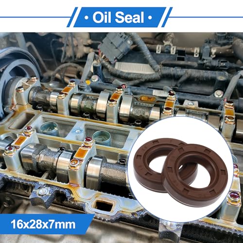 Universal Oil Seal TC Double Lip W Steel Spring Seal Ring Rotary Shaft Seal 16x28x7mm High Pressure FKM Rubber Brown 2 Pcs - size: 16x28x7mm