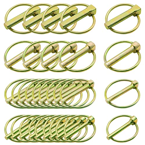 30 Pcs of Lynch Pin Assortment Kit, Tractors Pins and Clips, - size: Assorted (3/16"-7/16")