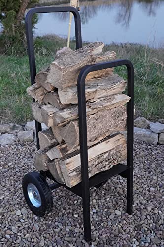 The Woodhaven Firewood Cart - Made in The USA - Convenient and Sturdy Rolling Wood Carrier for Easy Transport - Perfect for Indoor and Outdoor Use - Heavy Duty
