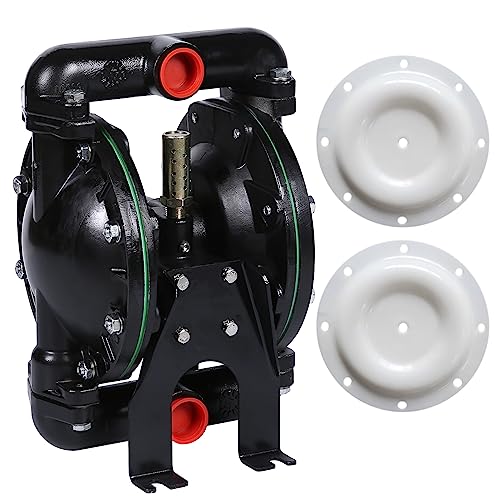 Air Operated Double Diaphragm Pump 1 inch Inlet/Outlet Pneumatic Waste Oil Transfer Pump for Chemical QBY4-25 35 GPM Dual Diaphram Polypropylene Teflon by Stainless Steel Iron 115 PSI