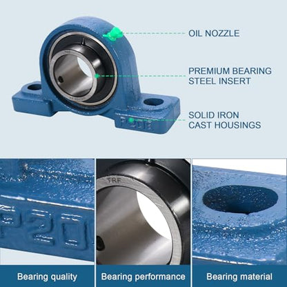 4 Pack UCP209-28 Pillow Block Bearing - Pack of 4 Mounted Pillow Block Bearings - 1 3/4" Mounted Pillow Block Chrome Steel Bearings Solid Cast Iron Base - Self Alignment - style: UCP209-28