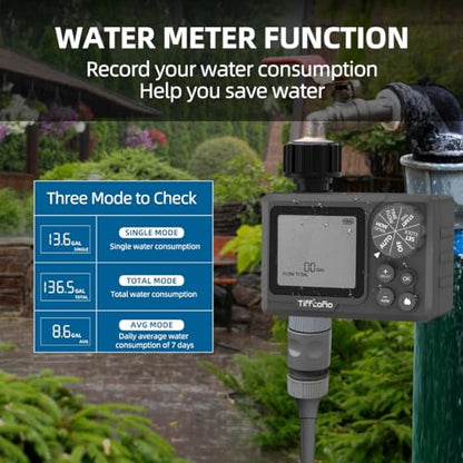 TiFFCOFiO Sprinkler Timer Outdoor, Digital Programmable for Garden Hose, Irrigrtion Timer with Rain Delay and Manual Mode (Water Volume Control, 2 Packs) - size: Water Volume Control, 2 Packs