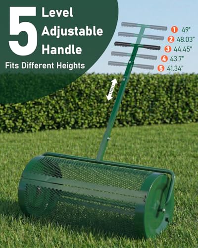 Outvita Compost Spreader, 30'' Wide, 5 Heights Adjustable, Green - color: Green, size: 30 in