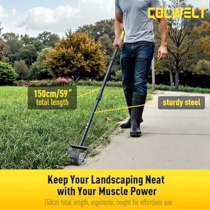Colwelt Rotary Edger Lawn Tool, 59’’ Manual Lawn Wheel Rotary Grass Edger