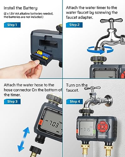 DEWENWILS 2-Zone Hose Timer with Rain Delay, Manual & Auto Watering - color: 2 Zone