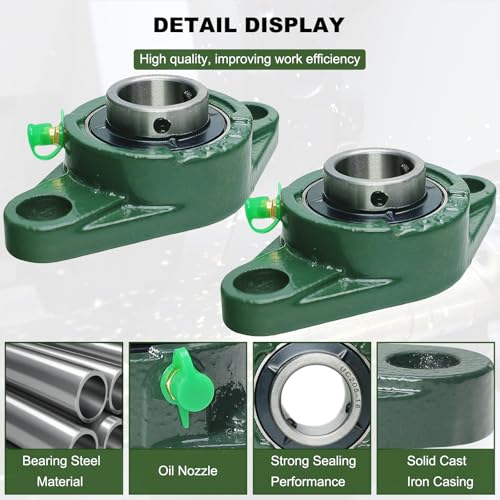 2 Pack UCFL205-16 Pillow Block Bearing, Flange Mount Ball Bearing Unit, 1" Bore, 2-Bolt Flange, Self Aligning Cast Iron Housing, Set Screw Locking Style Flange Pillow Block Bearing (UCFL205) - style: UCFL205-16