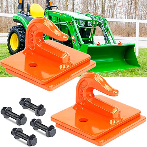 AUTOBOTS Tractor Bucket Hooks 3/8" Bolt On Chain Grab Hooks 2 Pack Orange - color: Orange