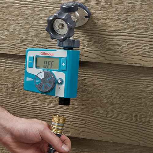 Gilmour Single Outlet Electronic Water Timer for Garden Hose, Irrigation Timer for Sprinklers and Drip Lines, Blue