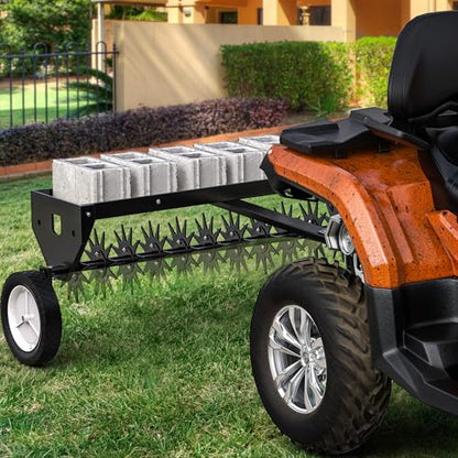 YITAMOTOR 40" Tow Behind Spike Aerator Lawn Plug Core Aerator Tool