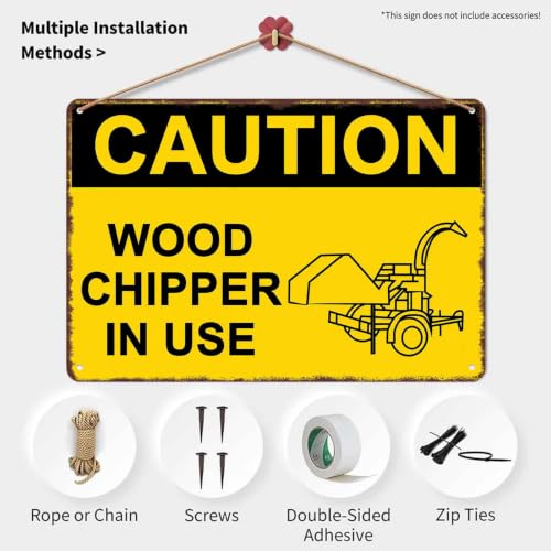 Caution Wood Chipper in Use Aluminum Metal Sign 8 x 12 Inch