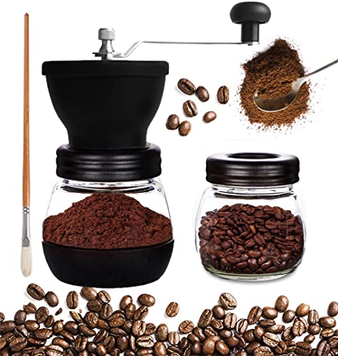Mixpresso Manual Coffee Grinder, Ceramic Burr Hand Grinder with Glass Jars - style: Manual Grinder
