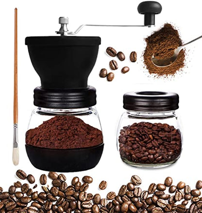 Mixpresso Manual Coffee Grinder, Ceramic Burr Hand Grinder with Glass Jars - style: Manual Grinder