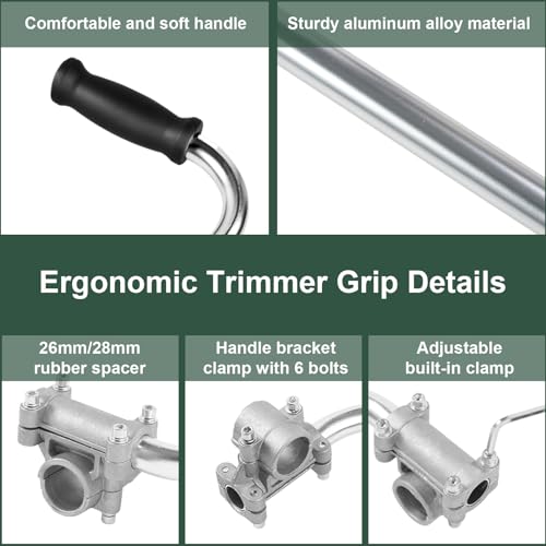 2 Pcs Weed Eater Handle Extension-Aluminum Ergonomic Weed Eater Attachments - color: Silver-2Pc