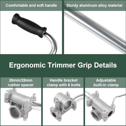 2 Pcs Weed Eater Handle Extension-Aluminum Ergonomic Weed Eater Attachments - color: Silver-2Pc