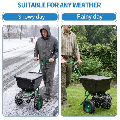 Push Lawn Spreader with 100lb Large Capacity, 12ft Broadcast Width