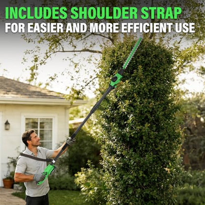 18-Inch 20V Cordless Pole Hedge Trimmer with Extension Pole