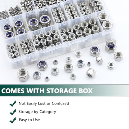 SAE & Metric Nylon Insert Lock Nuts Kit (750Pcs), Lock Nuts Assortment Kit - color: SAE & Metric 750PCS
