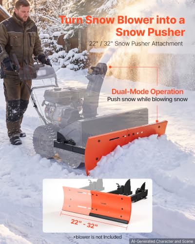 VEVOR Snow Plow Kit 22 to 32 in Width Adjustable Universal Plow Attachment - size: 22in-32in Adjustable, for Snowblowers