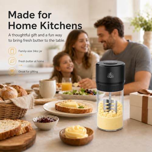 IFOLO One-Touch Electric Butter Churner with Borosilicate Jar - color: Clear