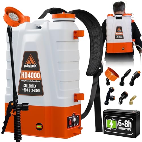 PetraTools HD4000 Battery Powered Backpack Sprayer, 6 Hr Runtime, 6 Nozzles - style: HD4000