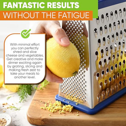 Spring Chef Stainless Steel XL Cheese Grater for Kitchen, Sapphire - color: Sapphire