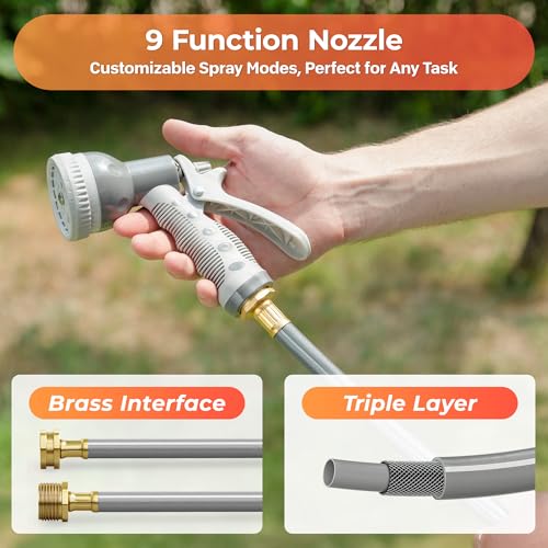 Ayleid Retractable Rubber Hybrid Garden Hose Reel, 1/2"x65ft Wall Mount - color: Light Gray, size: 1/2 65FT