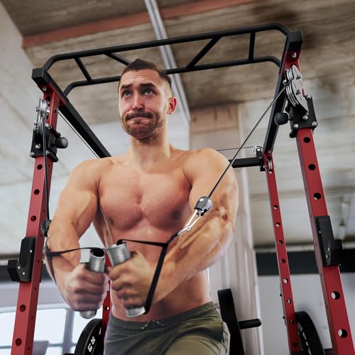 RitFit PPC-P3 Power Cage with Cable Crossover System, 1200LB Capacity - color: Red, style: Power cage only rack