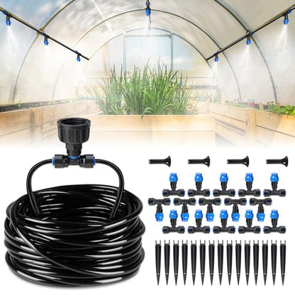 HIRALIY 59FT Drip Irrigation Kit, Quick-Connect Garden Watering System - size: 59 feet