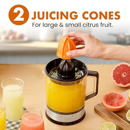 Elite Gourmet ETS740 Citrus Juicer, 2 Cones, 1.2L, Black/Stainless Steel - size: 40 ounce
