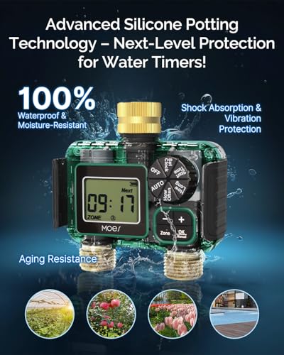 MOES 2 Zone Sprinkler Timer for Garden Hose,Brass Inlet &Outlet Water Timer - size: 2 Zone