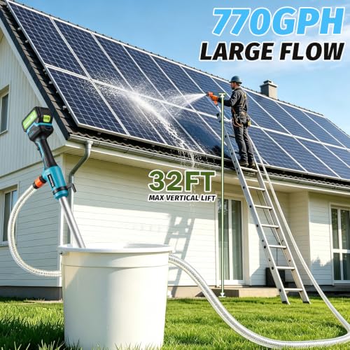 Cordless Stick Water Transfer Pump,electric water pump, Portable Electric Sump Pump,Battery Powered Sump Pump with 2x4.0Ah Batteries,Cordless Water Pump for Pool Garden Pond Farm Boat Draining