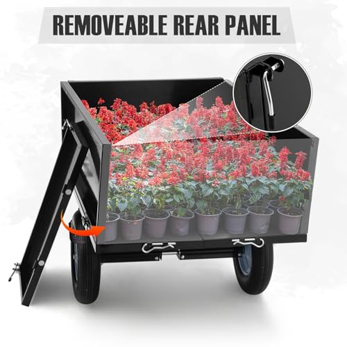 500 LBS Tow Behind ATV Trailer Dump Cart, 11 CU.FT Pull Behind Garden Cart