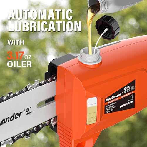 8 Inch 20V Cordless Pole Saw With 2×3.0Ah Battery & Charger - color: Black