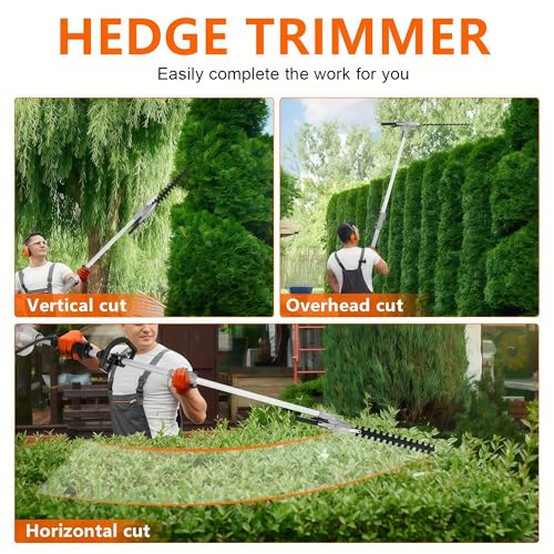 5 in 1 Weed Eater Combo, 52CC 2-Cycle Gas Hedge Trimmer&Brush Cutter Tools - size: 5-in-1
