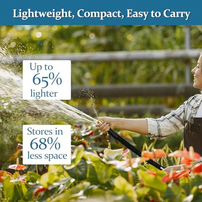 3/4" Garden Hose 50 ft, Made of TPE (BetterThan PVC/Hybrid Polymer), Lightweight yet Durable Water Hose with Ergonomic Grip, Drinking Water Safe Material, All-Weather, 3/4" GHT Fittings - color: Black, size: 50ft x 3/4 in