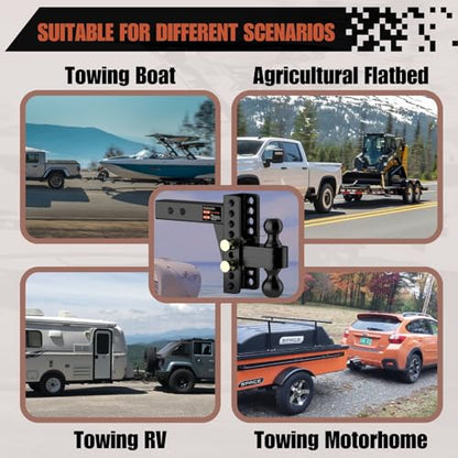 2" Adjustable Trailer Hitch with Tightener, 6-Inch Rise/Drop - size: 6 inch