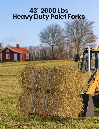 Garvee 43 Inch Clamp on Pallet Forks 2000 LBS Quick Attach Bucket Fork - size: 2000 LBS 43 inch