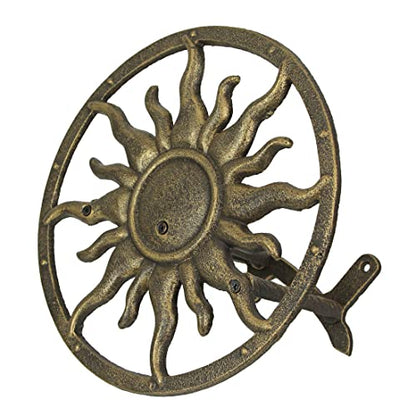 Zeckos Garden Hose Holder Sun 11.5 Inch Cast Iron Bronze - color: Sun - Bronze